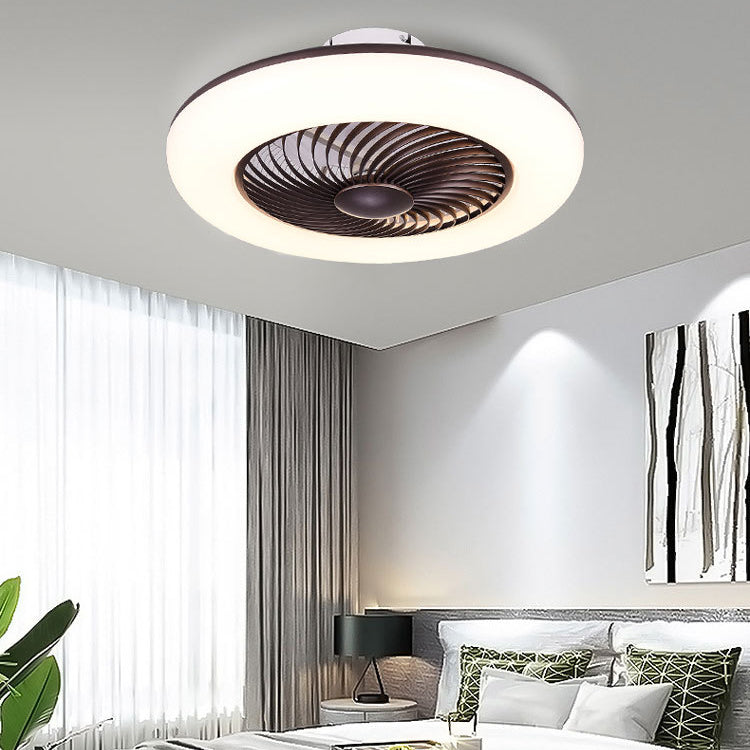 Round Fan Light Ceiling Fixture Macaron Acrylic Dining Room LED Semi Flush Light