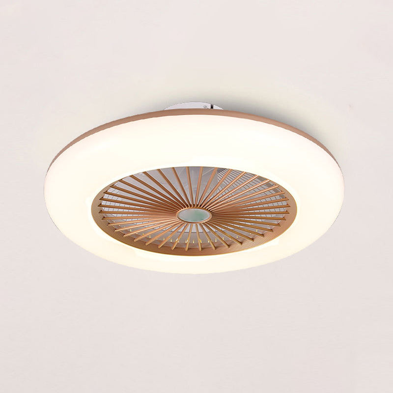 Round Fan Light Ceiling Fixture Macaron Acrylic Dining Room LED Semi Flush Light