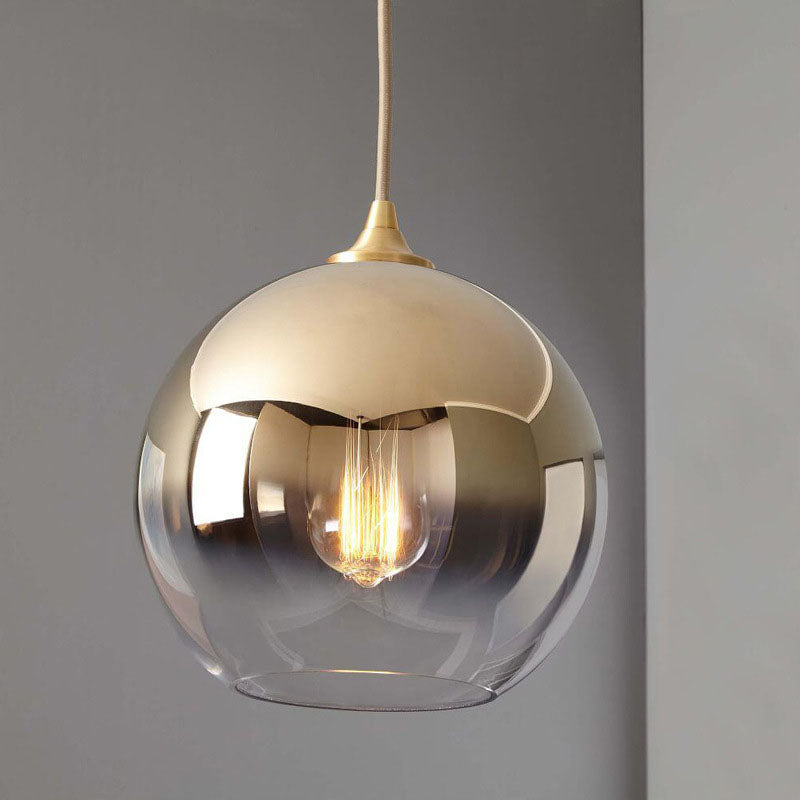 1 Light Globe Shaped Pendant Lamp with Lucency Glass Modern Suspension Lighting Fixture