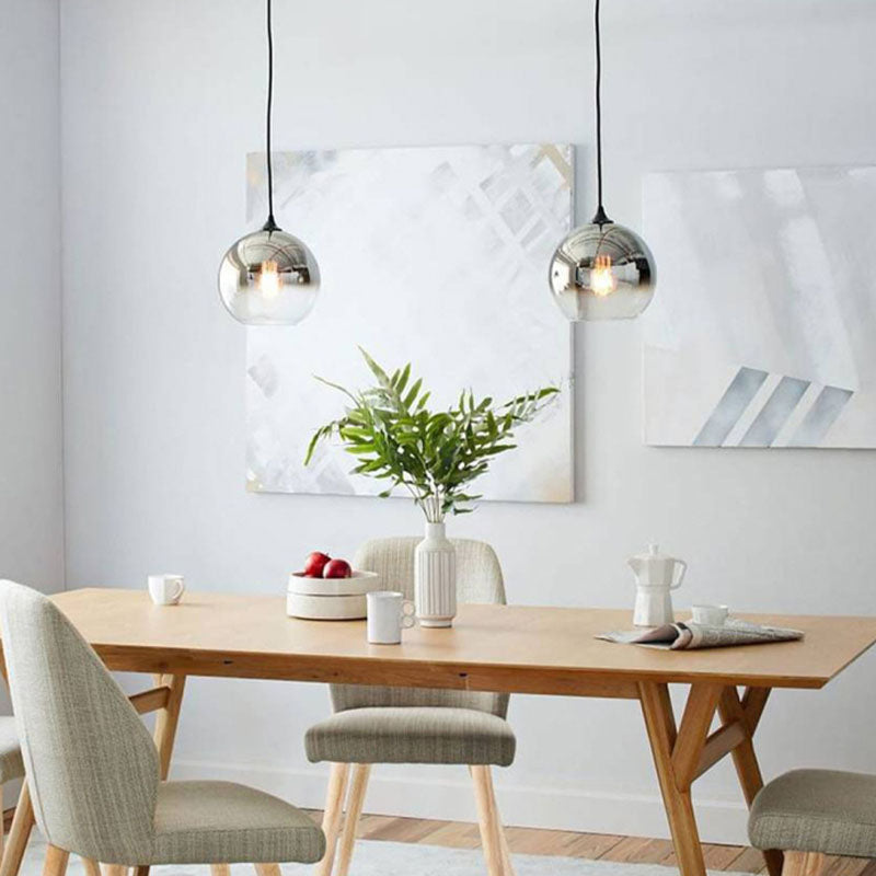 1 Light Globe Shaped Pendant Lamp with Lucency Glass Modern Suspension Lighting Fixture