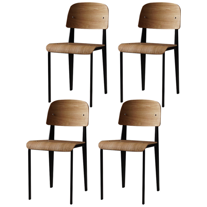 Contemporary Style Dining Room Chairs Metal Armless Chair with Wooden Legs