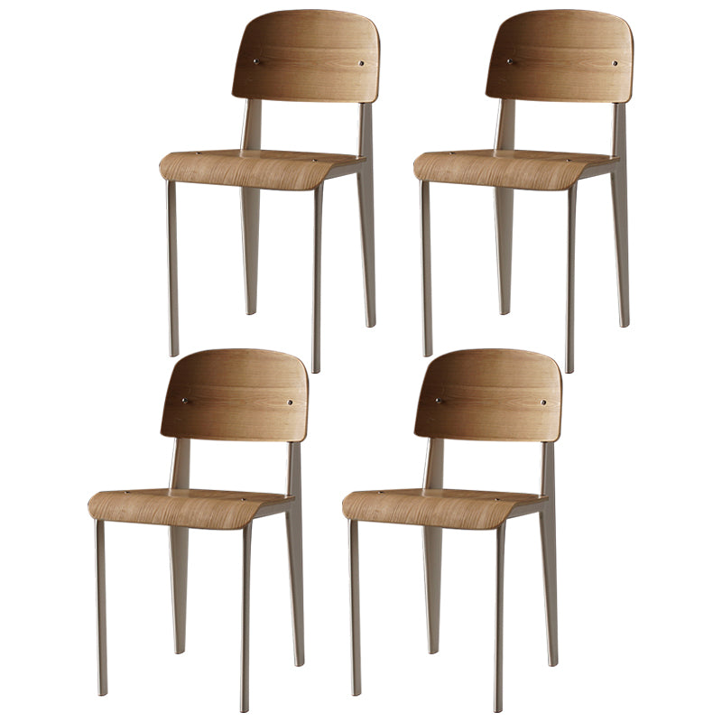 Contemporary Style Dining Room Chairs Metal Armless Chair with Wooden Legs