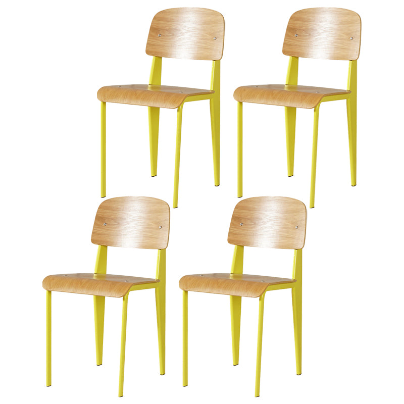 Contemporary Style Dining Room Chairs Metal Armless Chair with Wooden Legs