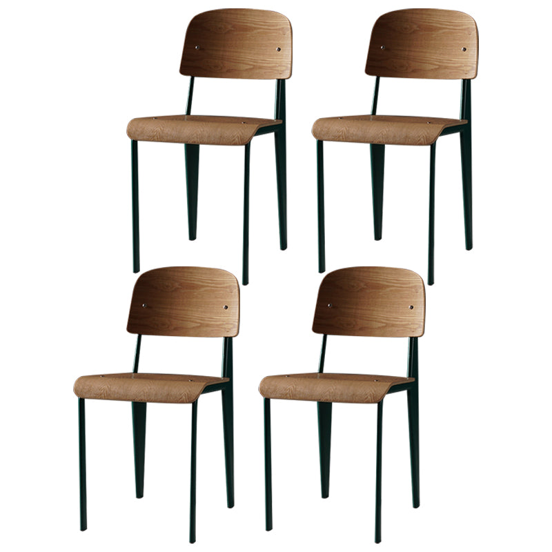 Contemporary Style Dining Room Chairs Metal Armless Chair with Wooden Legs