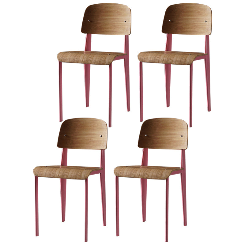 Contemporary Style Dining Room Chairs Metal Armless Chair with Wooden Legs