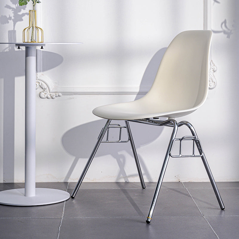 Minimalist Style Solid Back Plastic Chair for Home Use Stackable Armless Side Chair