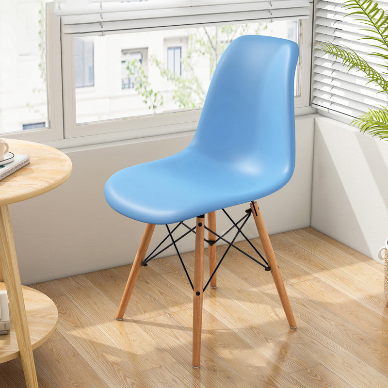 Contemporary Indoor-Outdoor Plastic Side Chair Dining Room Armless Solid Back Chair