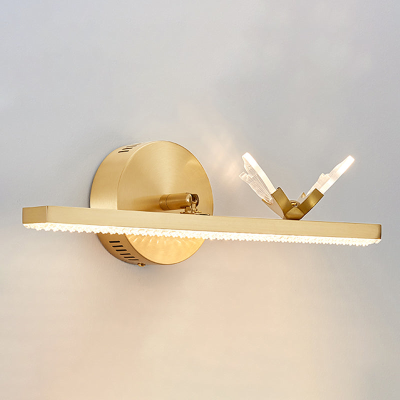 Modern Copper Linear Wall Mount Light Fixture 1-Light Wall Lamp for Bathroom