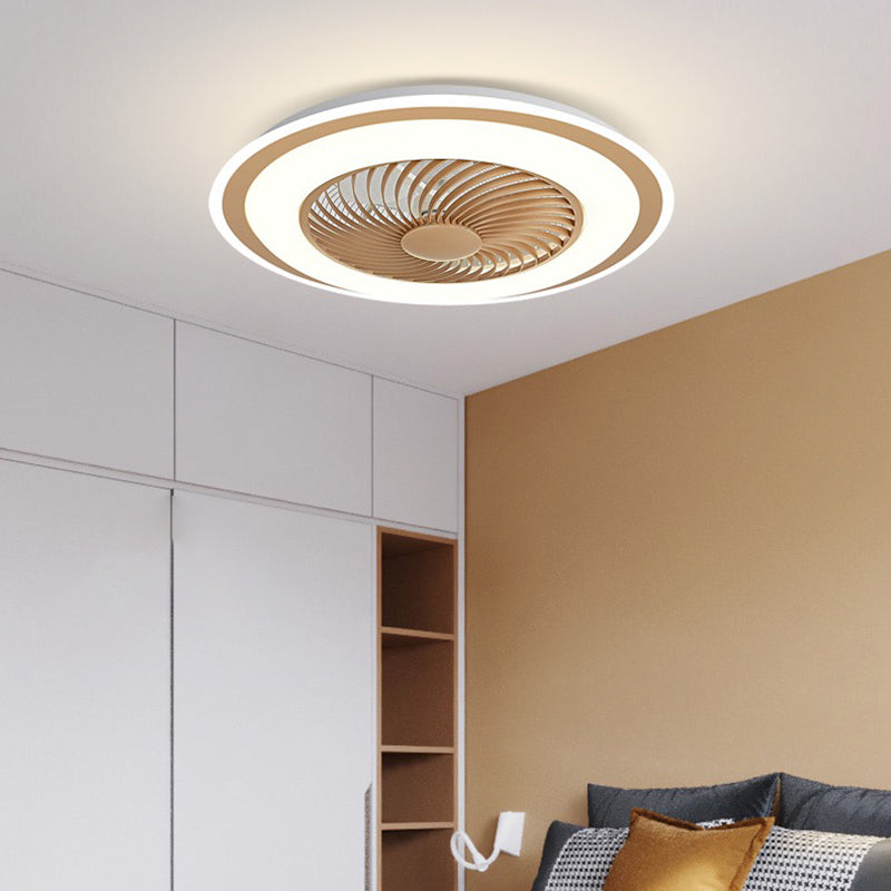 Dortoir rond ventilateur de plafond LED métallique