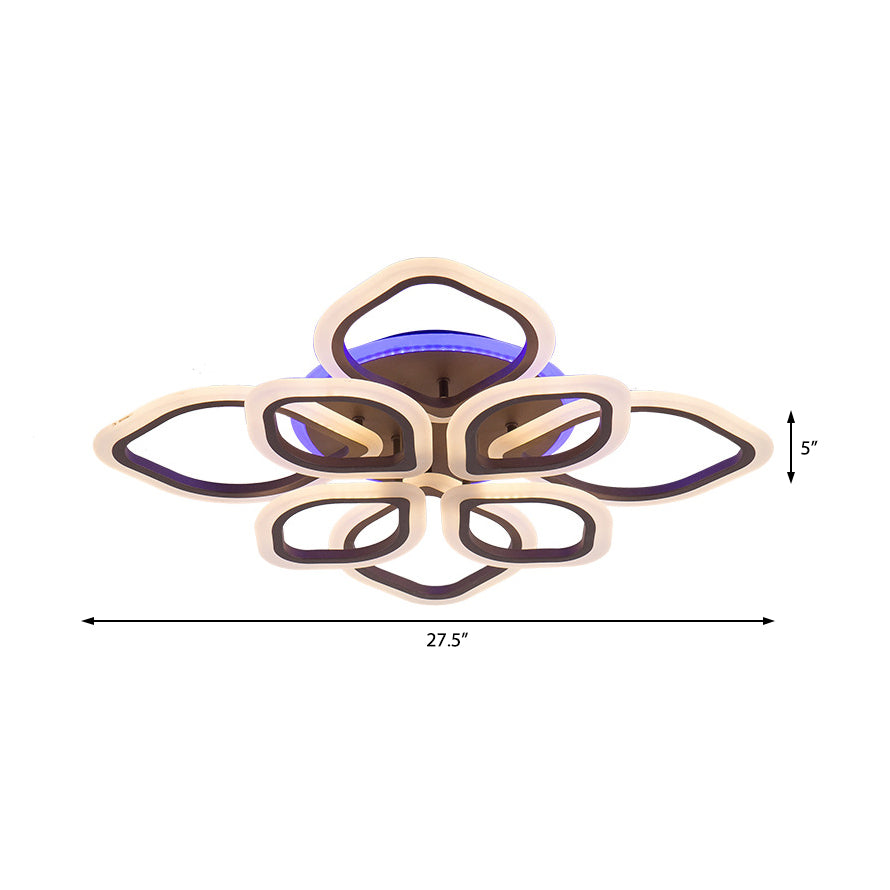 Lámpara LED de techo LED con temas florales Luz de montaje acrílico contemporáneo en marrón para dormitorio