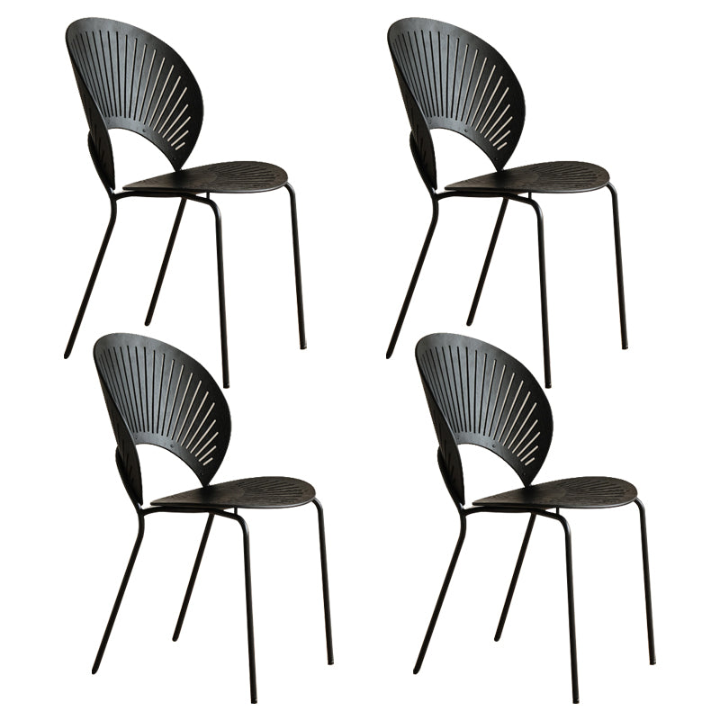 Contemporary Style Metal Chair Set Open Back Side Kitchen Dining Chairs