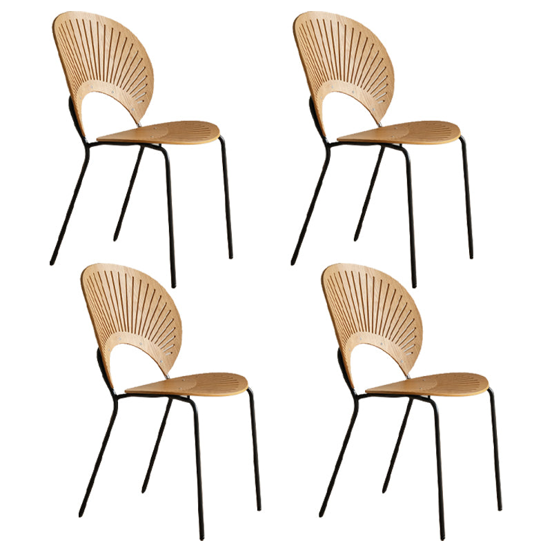 Contemporary Style Metal Chair Set Open Back Side Kitchen Dining Chairs