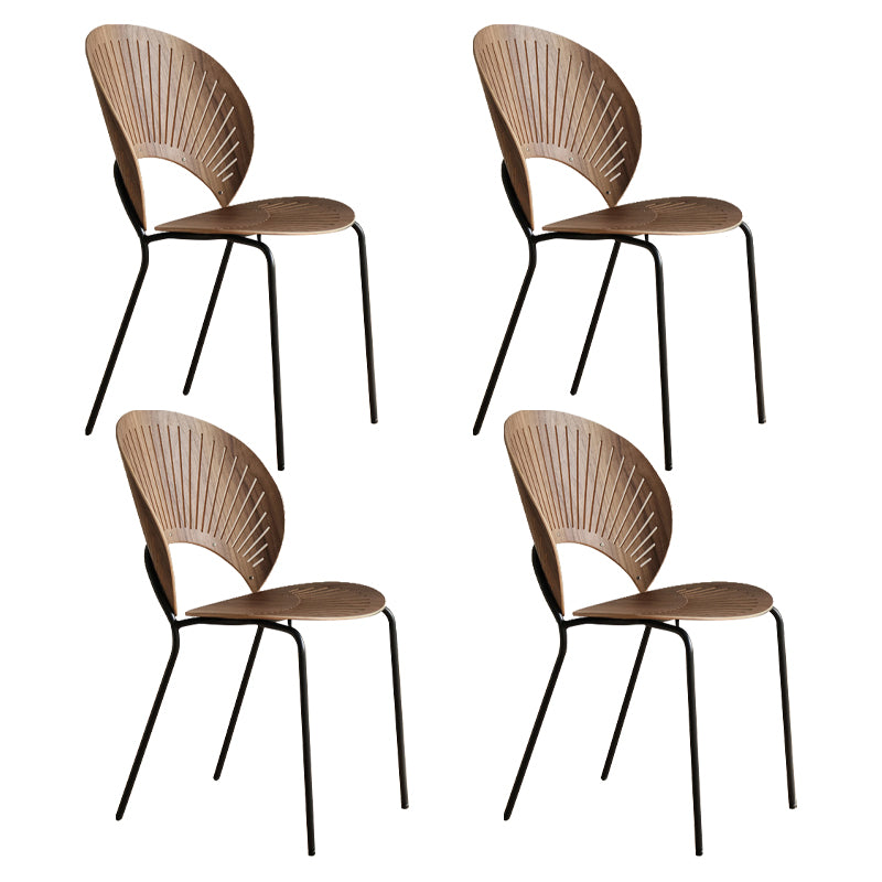 Contemporary Style Metal Chair Set Open Back Side Kitchen Dining Chairs