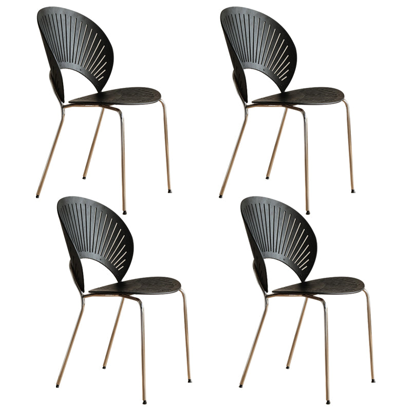 Contemporary Style Metal Chair Set Open Back Side Kitchen Dining Chairs