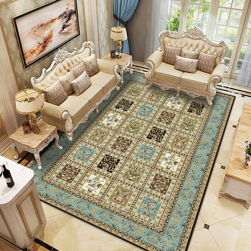 Traditional Moroccan Tile Carpet Polyester Area Rug Stain Resistant Indoor Carpet for Living Room