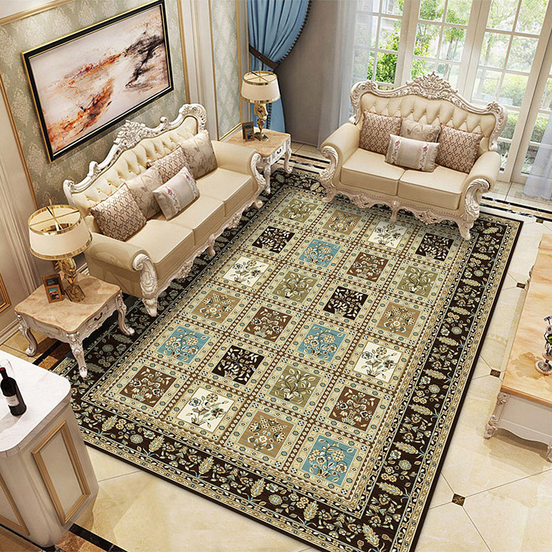 Traditional Moroccan Tile Carpet Polyester Area Rug Stain Resistant Indoor Carpet for Living Room