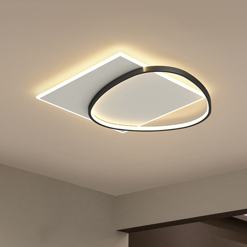 Acrilico LED Flush Mount in Modern Creative Iron Geometric Massimale Light in Nero e Bianco