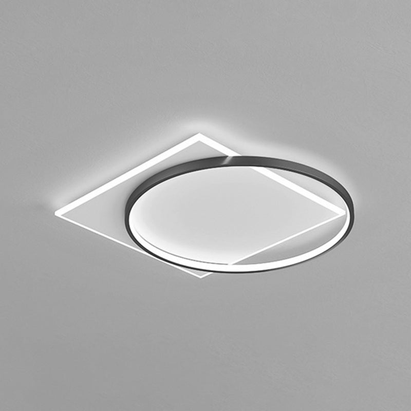 Acrylic LED Flush Mount in Modern Creative Style Iron Geometric Ceiling Light in Black and White