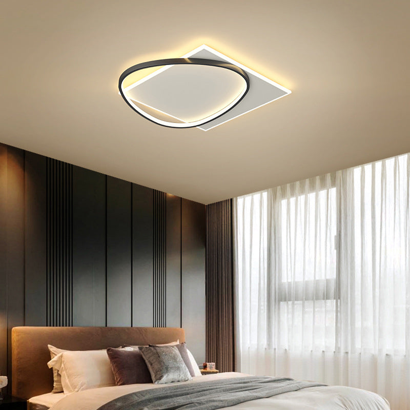 Acrylic LED Flush Mount in Modern Creative Style Iron Geometric Ceiling Light in Black and White