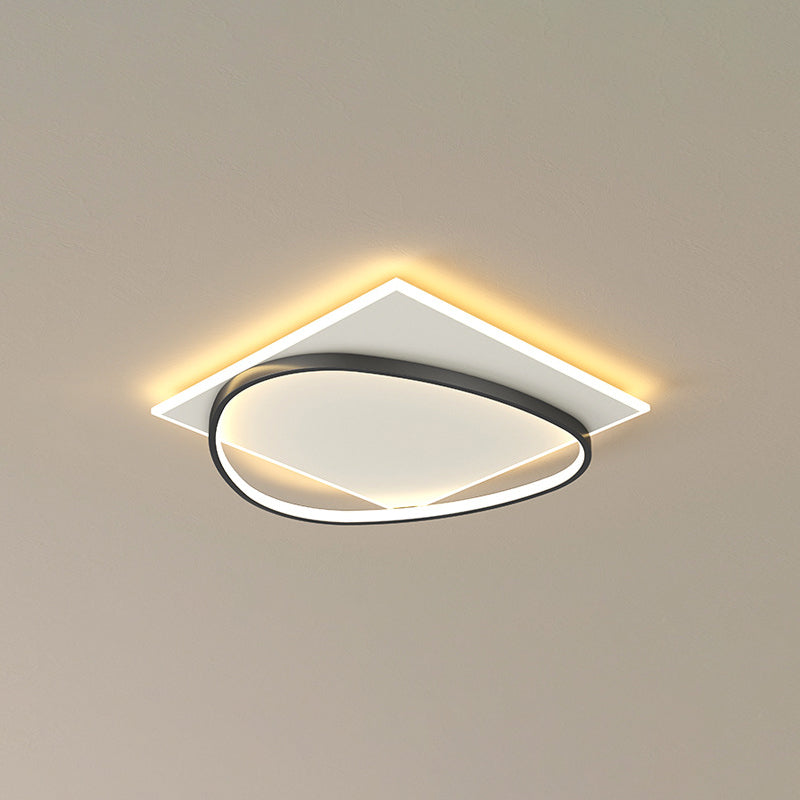 Acrylic LED Flush Mount in Modern Creative Style Iron Geometric Ceiling Light in Black and White