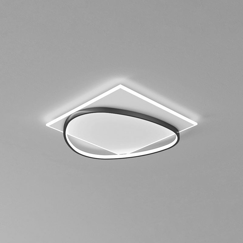 Acrylic LED Flush Mount in Modern Creative Style Iron Geometric Ceiling Light in Black and White