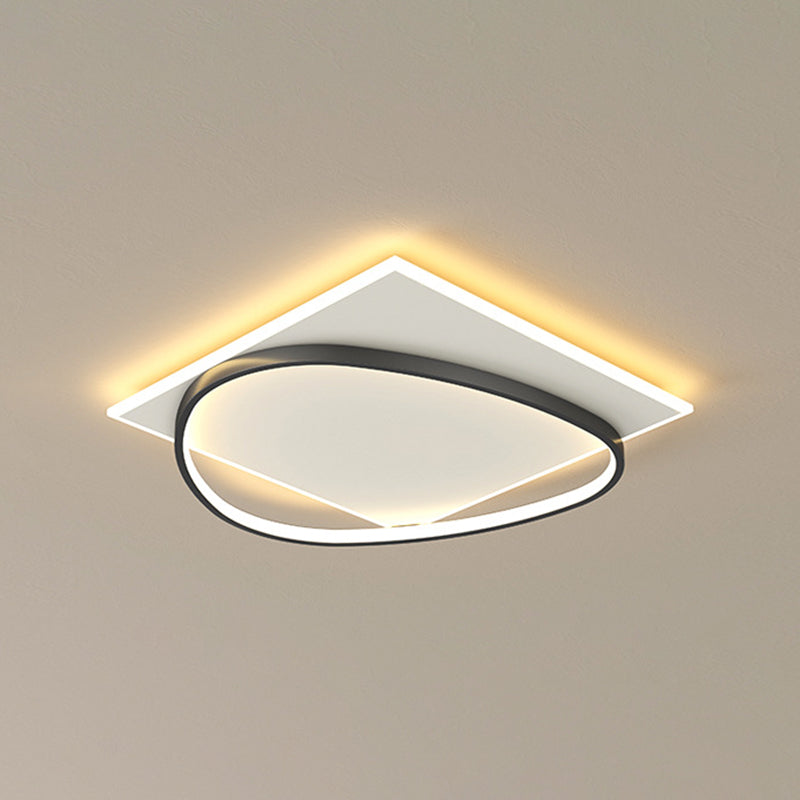 Acrilico LED Flush Mount in Modern Creative Iron Geometric Massimale Light in Nero e Bianco