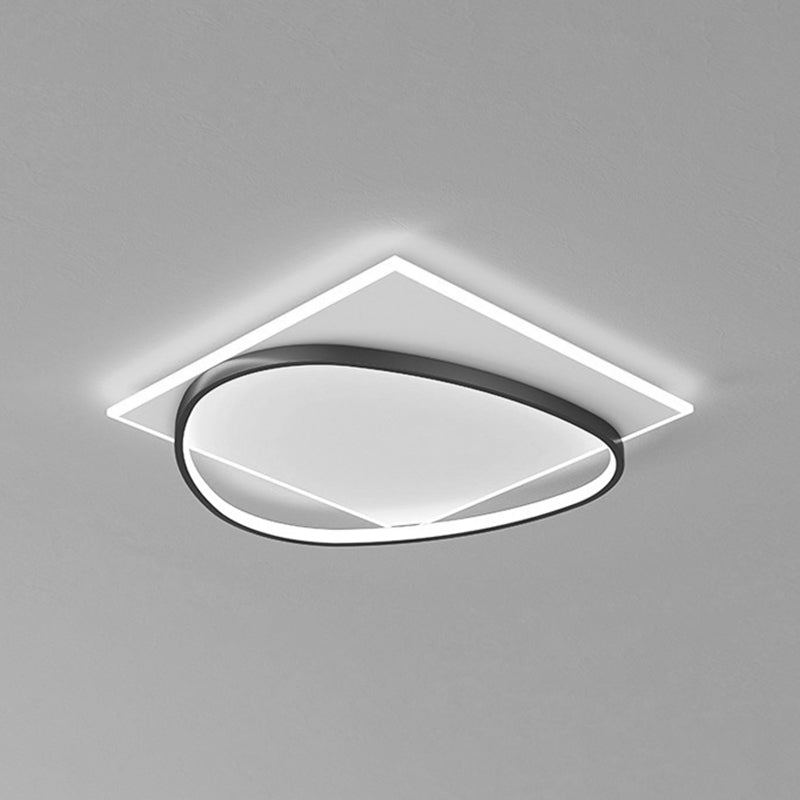 Acrylic LED Flush Mount in Modern Creative Style Iron Geometric Ceiling Light in Black and White