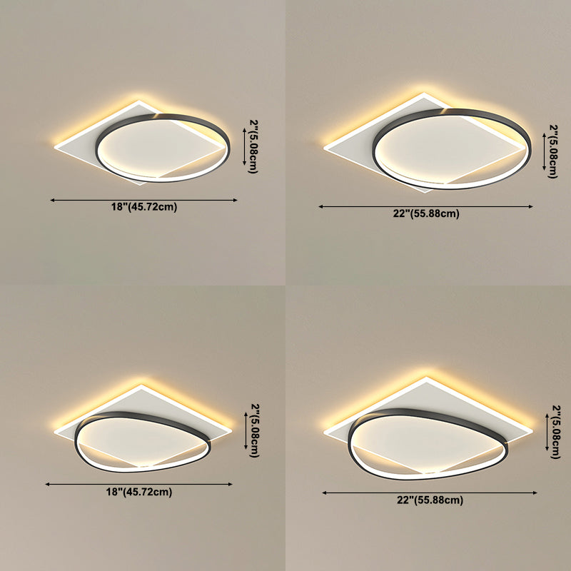 Acrylic LED Flush Mount in Modern Creative Style Iron Geometric Ceiling Light in Black and White