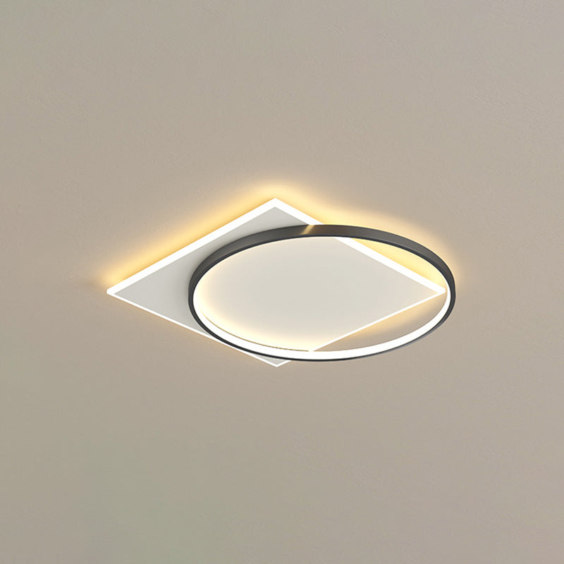 Acrilico LED Flush Mount in Modern Creative Iron Geometric Massimale Light in Nero e Bianco