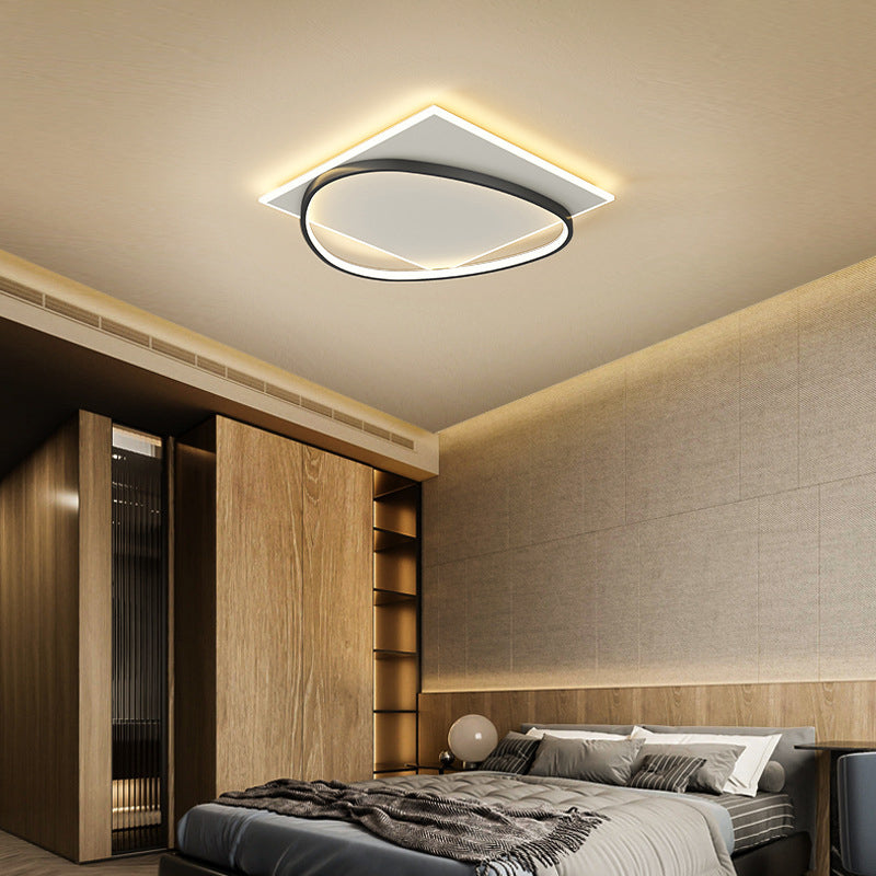 Acrylic LED Flush Mount in Modern Creative Style Iron Geometric Ceiling Light in Black and White