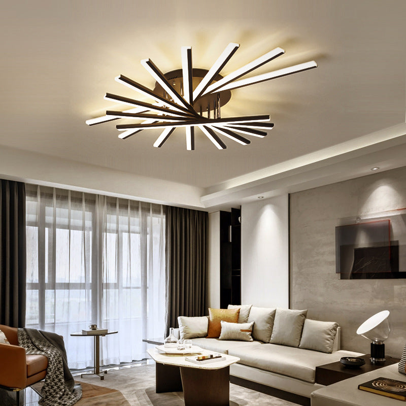 Modern Minimalist LED Linear Ceiling Light Wrought Iron Indoor Flush Mount with Acrylic Shade