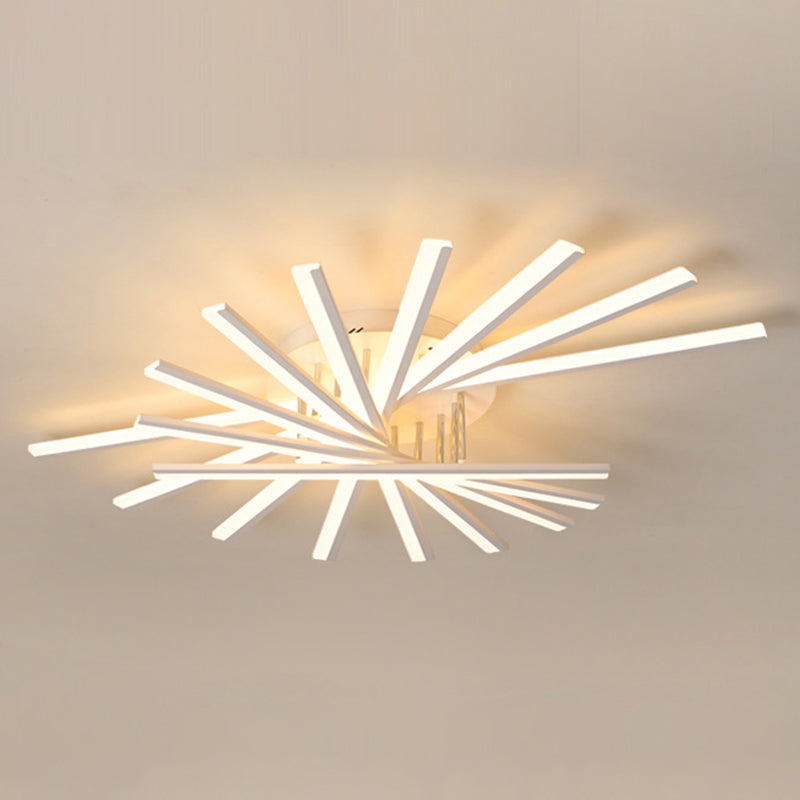 Modern Minimalist LED Linear Ceiling Light Wrought Iron Indoor Flush Mount with Acrylic Shade