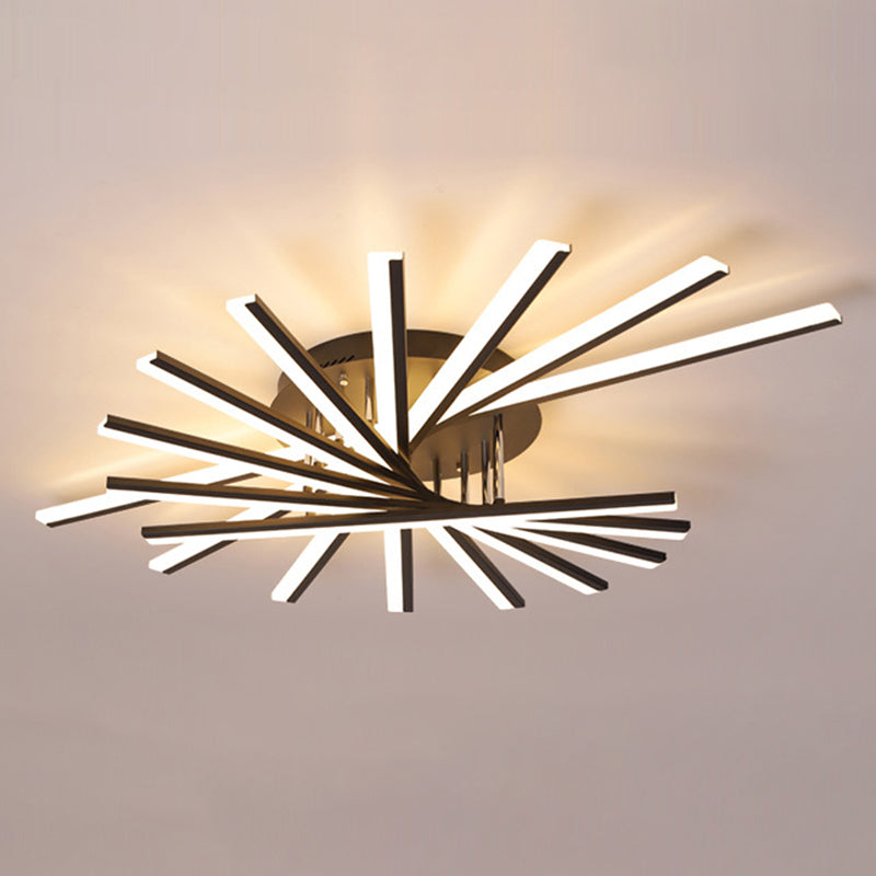 Modern Minimalist LED Linear Ceiling Light Wrought Iron Indoor Flush Mount with Acrylic Shade