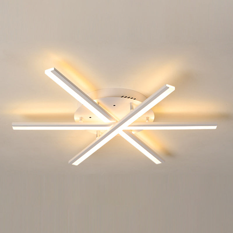 Modern Minimalist LED Linear Ceiling Light Wrought Iron Indoor Flush Mount with Acrylic Shade