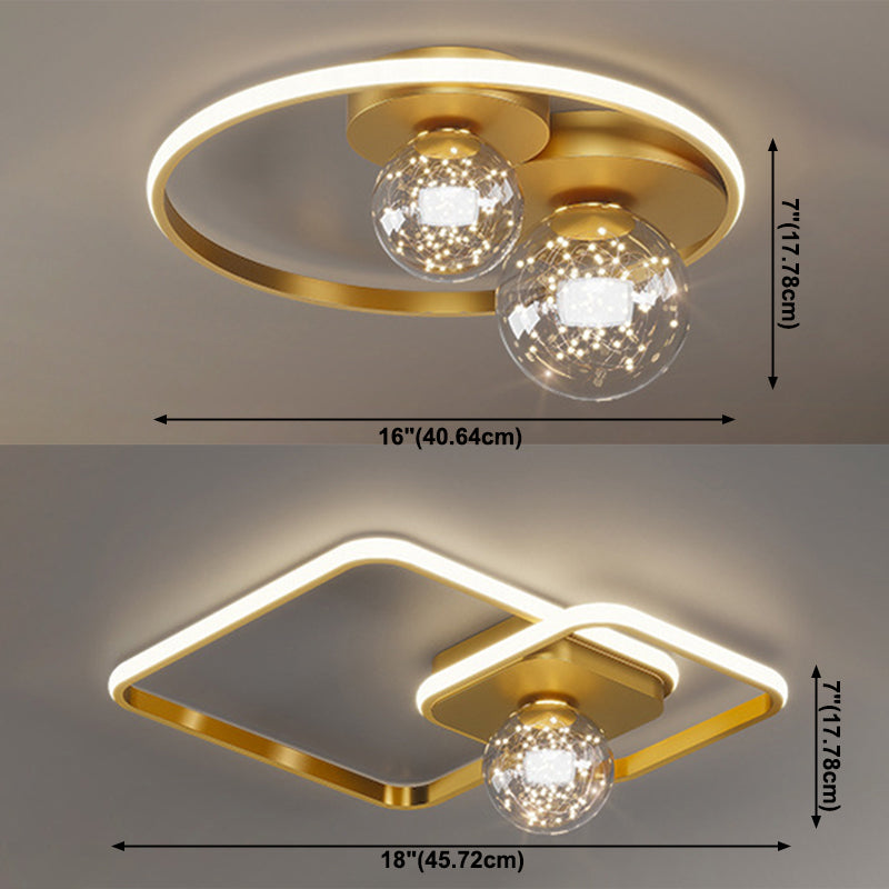 Geometric Shade 3-Lights Flush Mount Modern Style Flush Mount Ceiling Lighting Fixture in Gold