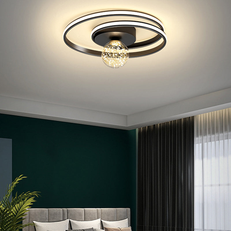 Lampada da soffitto con montaggio a incasso in stile moderno a più luci con paralume rotondo in nero