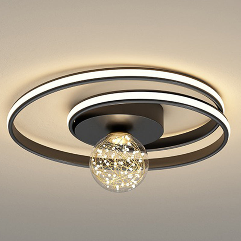 Round Shade Multi-Lights Flush Mount Modern Style Flush Mount Ceiling Light Fixture in Black