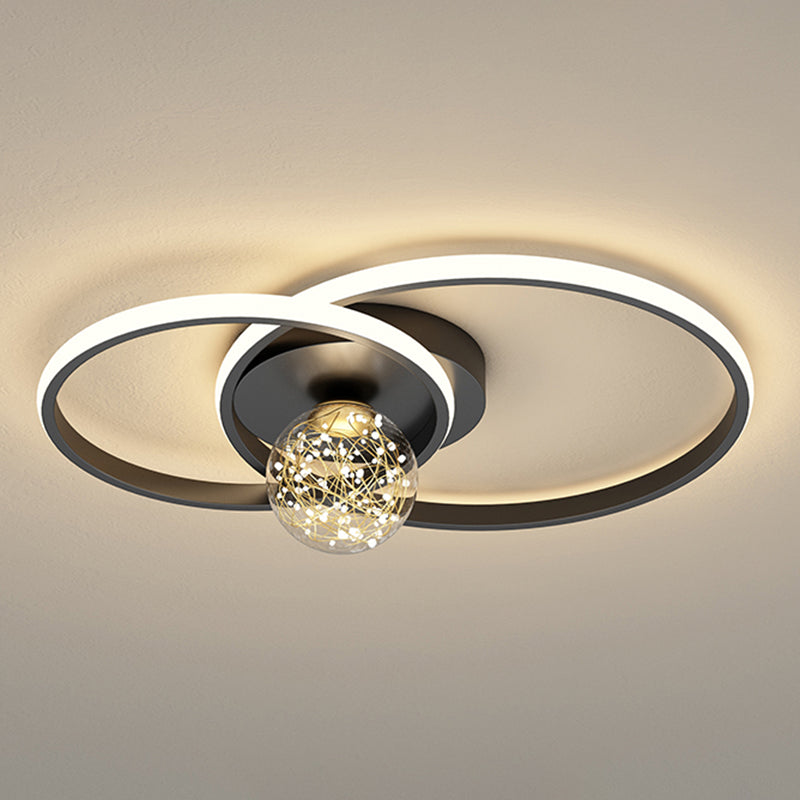 Round Shade Multi-Lights Flush Mount Modern Style Flush Mount Ceiling Light Fixture in Black