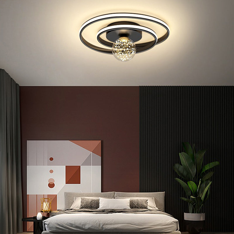 Round Shade Multi-Lights Flush Mount Modern Style Flush Mount Ceiling Light Fixture in Black