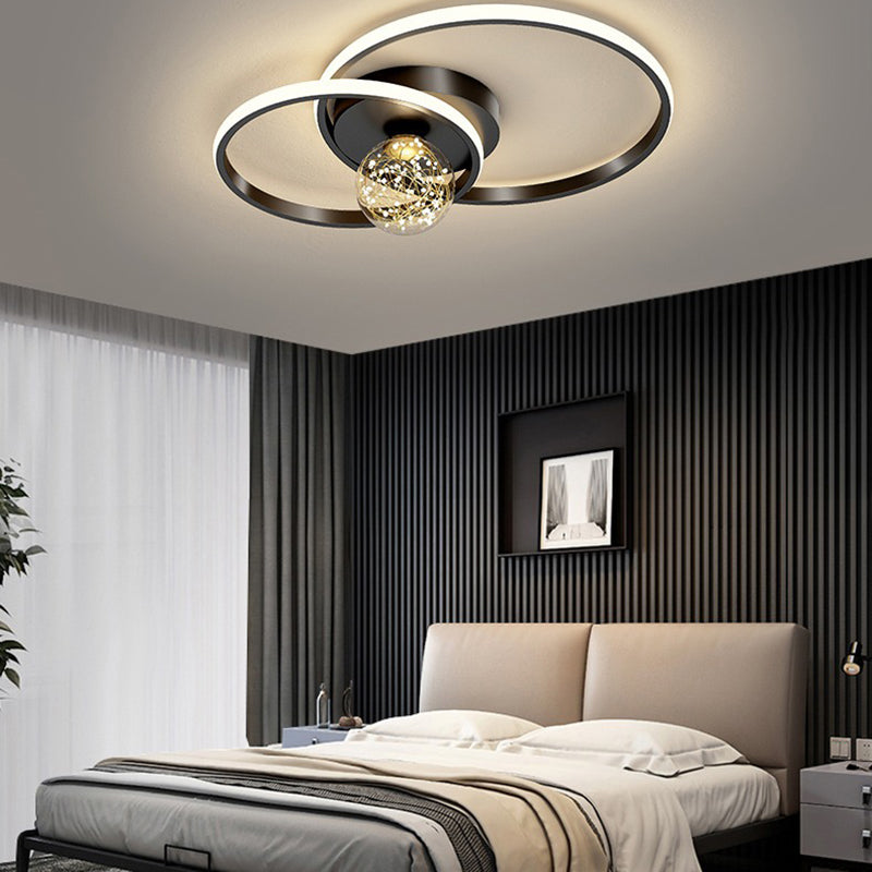 Round Shade Multi-Lights Flush Mount Modern Style Flush Mount Ceiling Light Fixture in Black