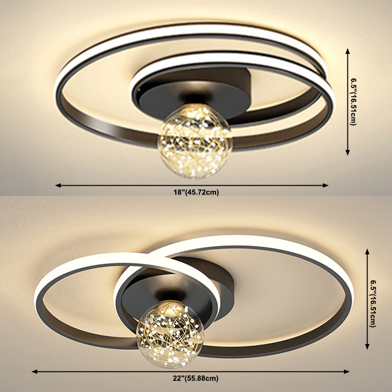 Lámpara de techo empotrada de estilo moderno con montaje empotrado y múltiples luces de sombra redonda en negro