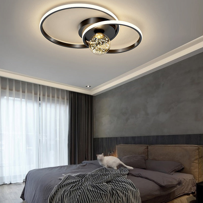 Ronde Schaduw Multi-Lights Flush Mount Modern Style Flush Mount Plafond Lamp in zwart