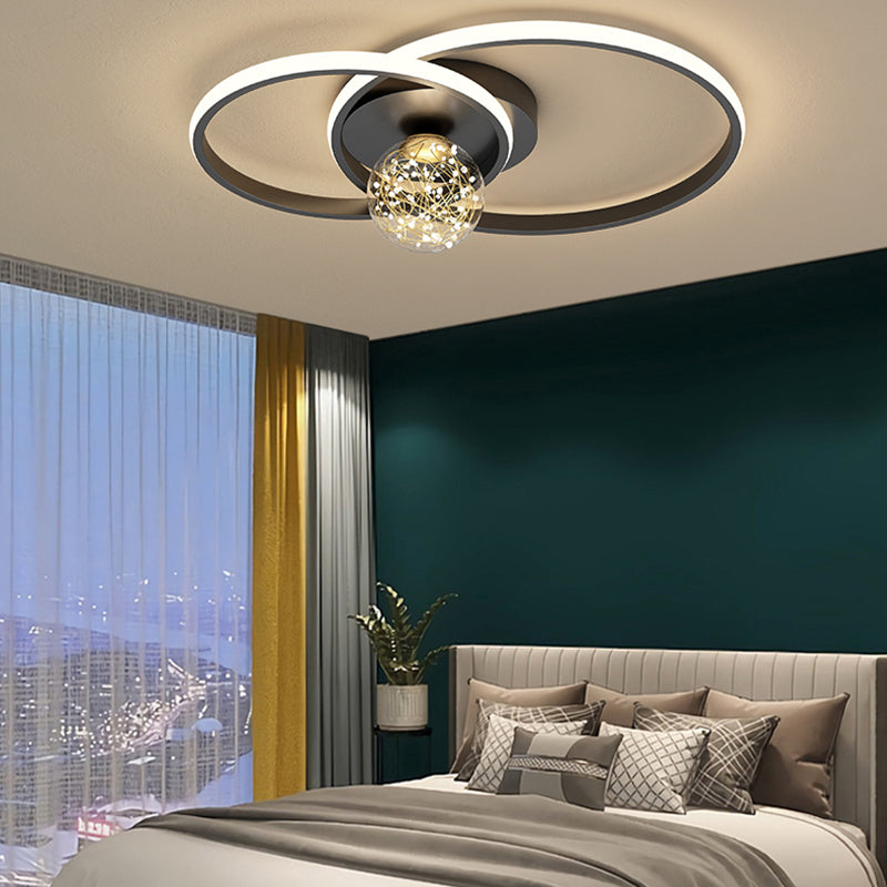 Round Shade Multi-Lights Flush Mount Modern Style Flush Mount Ceiling Light Fixture in Black