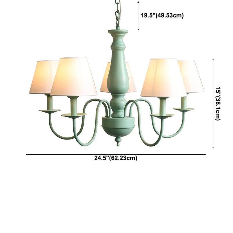 Lustre de plafond vert de style moderne swooping bras metal à 5 ​​lights pendant éclairage