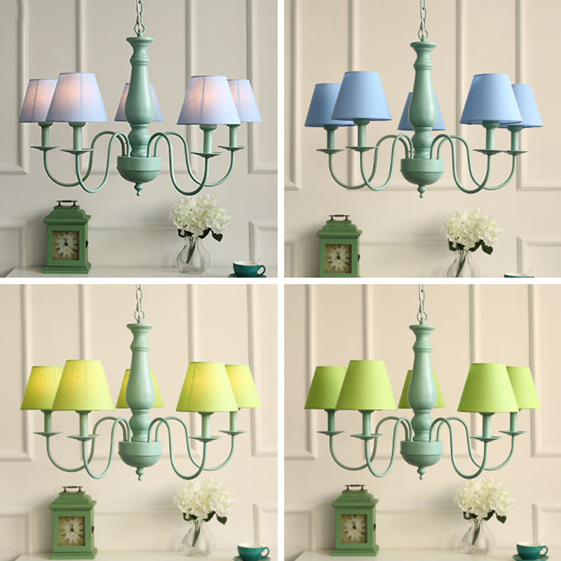 Lustre de plafond vert de style moderne swooping bras metal à 5 ​​lights pendant éclairage