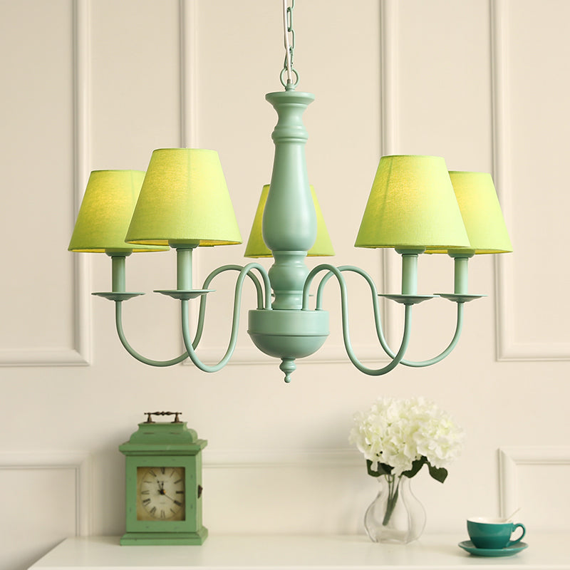 Lustre de plafond vert de style moderne swooping bras metal à 5 ​​lights pendant éclairage