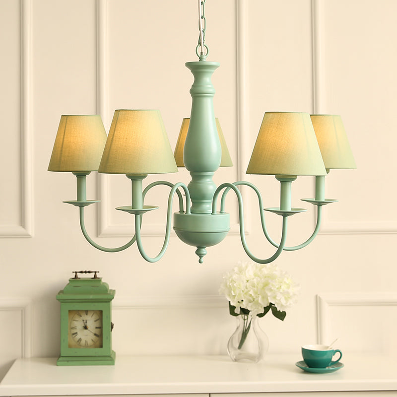 Lustre de plafond vert de style moderne swooping bras metal à 5 ​​lights pendant éclairage