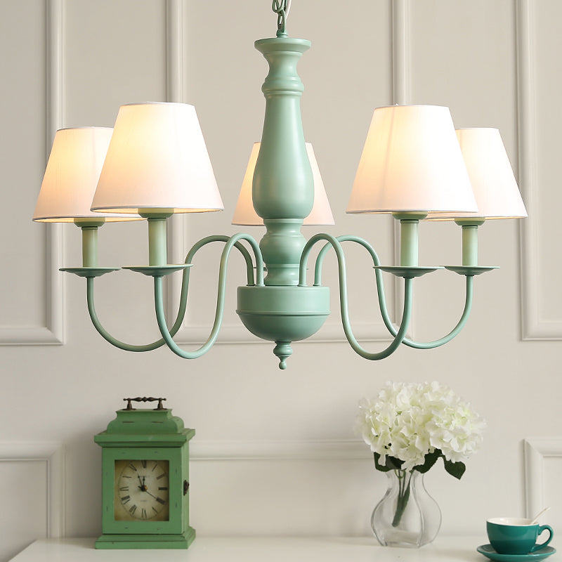 Lustre de plafond vert de style moderne swooping bras metal à 5 ​​lights pendant éclairage