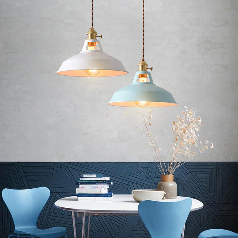 Nordic Macaroon Style Pendant Ceiling Lights Pot Cover Iron 1 Light Hanging Lights for Bar