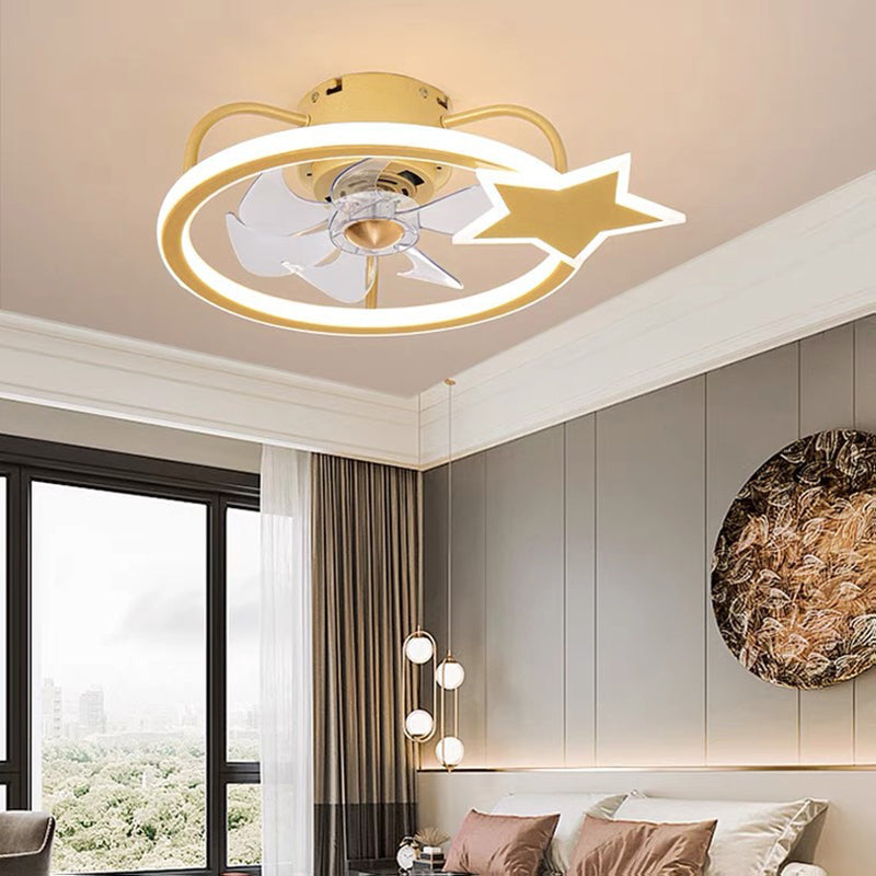 Ventilateur de la LED créatif pour enfants léger les ventilateurs de plafond géométriques de fer laqué avec une teinte acrylique pour la chambre